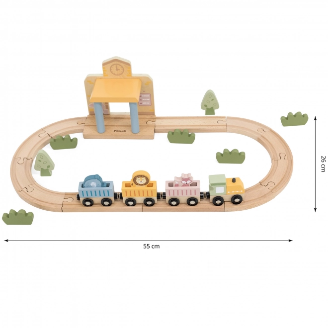 Circuit de train en bois avec propulsion à batterie