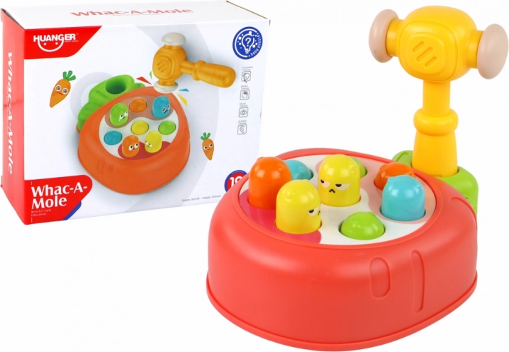 Jeu pour enfants whac‑a‑mole carotte colorée avec petit marteau