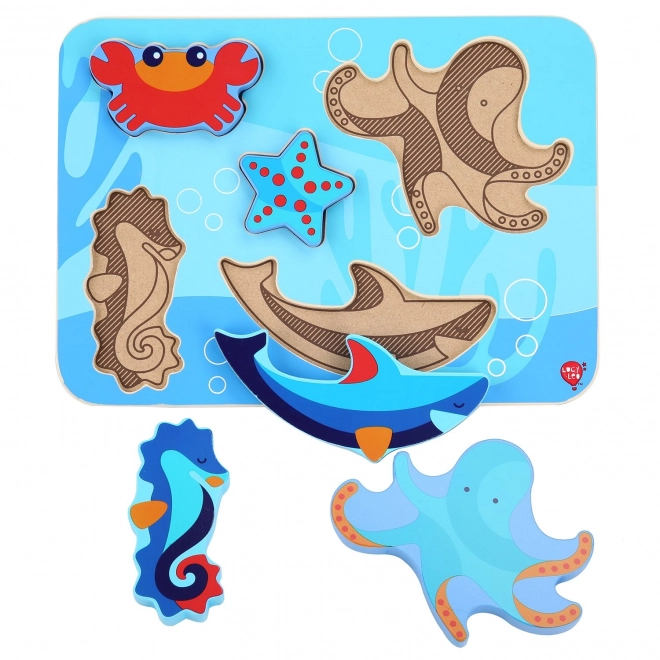 Lucy & Leo Animaux marins - puzzle en bois à encastrer 6 pièces