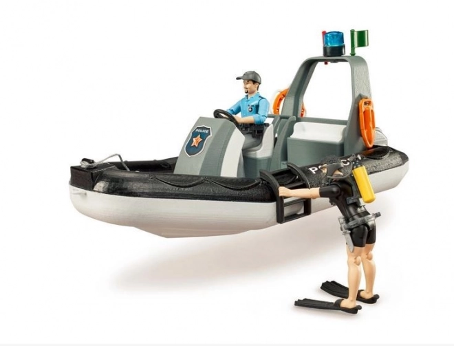 Bruder Bateau de police avec policier et plongeur