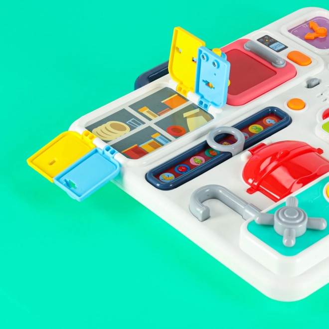 Tableau Montessori avec éléments de cuisine et apprentissage de l'heure