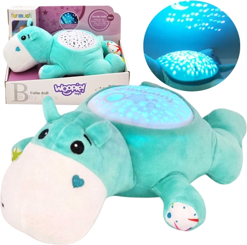 Woopie Baby hippopotame en peluche 2-en-1 – projecteur et veilleuse musicale