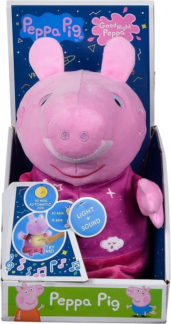 Peppa Pig 2 en 1 peluche doudou, musical + lumineux, rose, 25 cm