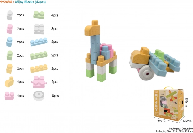 Jeu de construction BIO créatif pour enfants 18 mois+ - Grand set 43 pièces