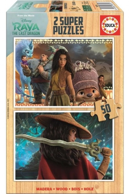 Puzzle en bois Raya et le dragon 2x50 pièces
