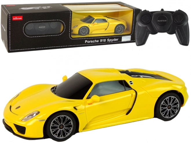 Voiture R/C Porsche 918 télécommandée jaune 1:24