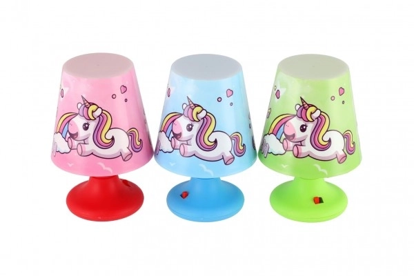 Mini lampe avec licorne pour table en plastique 8,5x11cm à piles 3 couleurs