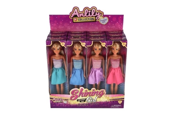 Poupée Anlily en robe scintillante plastique 30cm 4 couleurs dans boîte 8x32x5cm 12 pièces dans boîtier