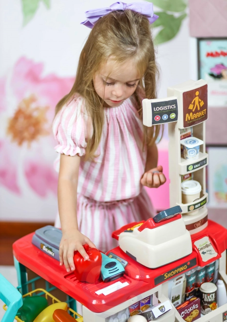 Supermarché avec chariot et scanner