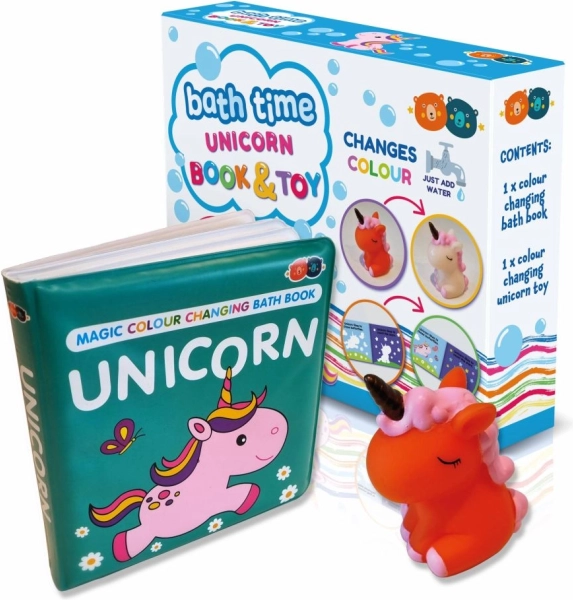 Leporello de bain magique changeant de couleur avec jouet – licorne
