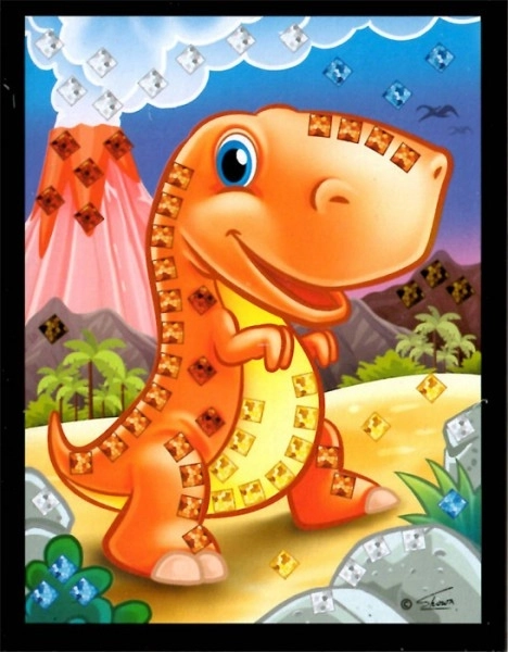 Mosaïque image mini dinosaure scintillant 10x12cm assortiment