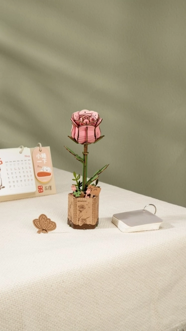 Puzzle 3D en bois RoboTime Rose rose