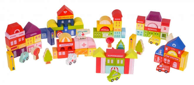 Ville en Bois – Ensemble de Construction pour Enfants à Partir de 3 Ans