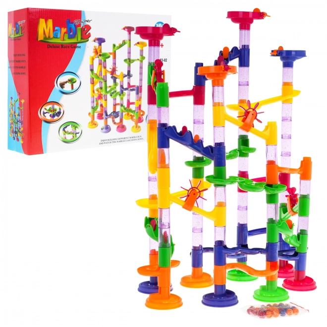 Parcours de billes pour enfants 3+ avec pièces de construction, 105 pcs et 30 billes