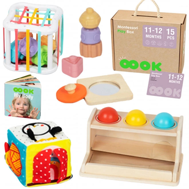 Boîte éducative montessori XXL 5 en 1 pour bébés 11-12 mois