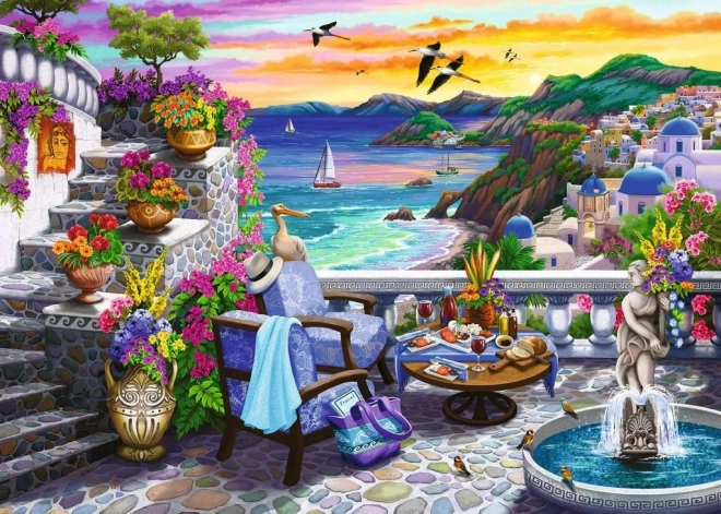 Puzzle 2D grand format Coucher de soleil sur Santorin 300 pièces