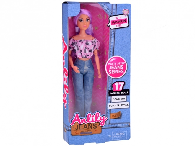 Anlily poupée avec de longs cheveux pastels en jeans