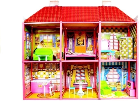 Grande maison de poupées avec mobilier – villa créative
