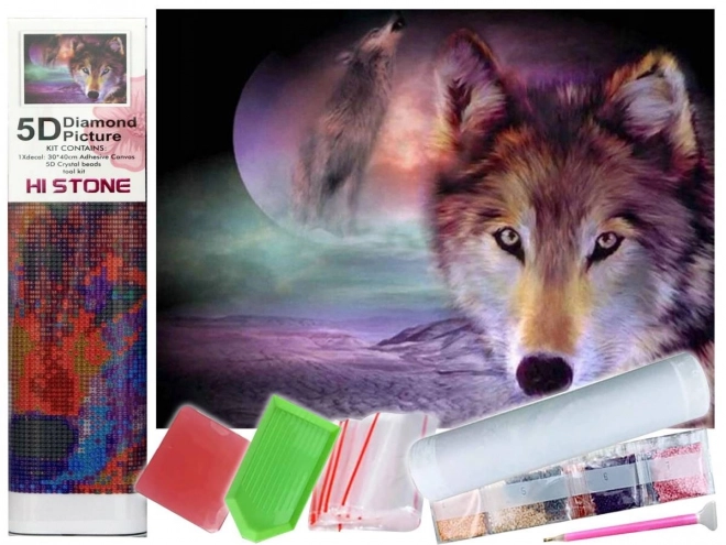 Peinture de diamant Loup Regard 30x40 cm