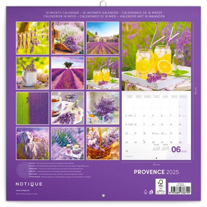 NOTIQUE Calendrier de notes Provence 2025, parfumé, 30 x 30 cm