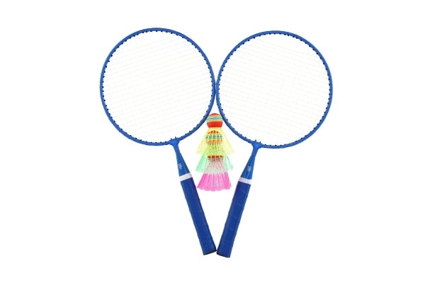 Set de badminton enfant métal/plastique 2 raquettes + 3 volants 2 couleurs dans filet 23x45x6cm