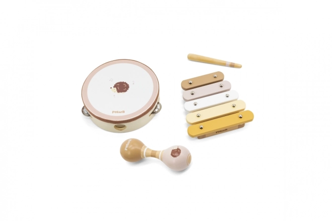 Ensemble musical hérisson en bois