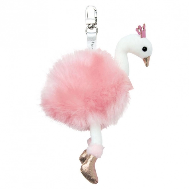 Porte-clés en peluche Cygne rose 12 cm
