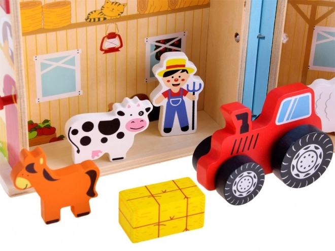 Maison pliante en bois avec ferme d'animaux