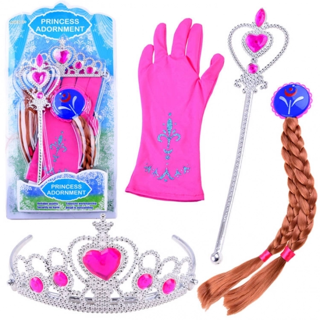 Ensemble de costume Princesse avec couronne et tresse – Rose