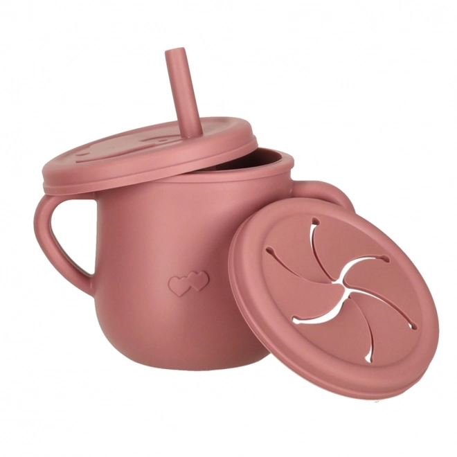 Ensemble de vaisselle en silicone écureuil rose foncé - 9 pièces