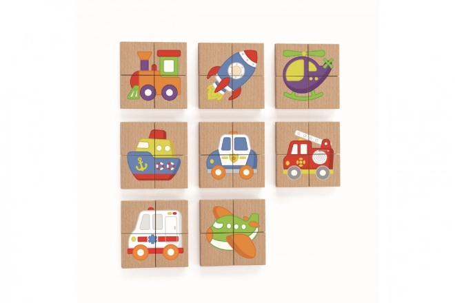 Puzzle magnétique en bois - moyens de transport