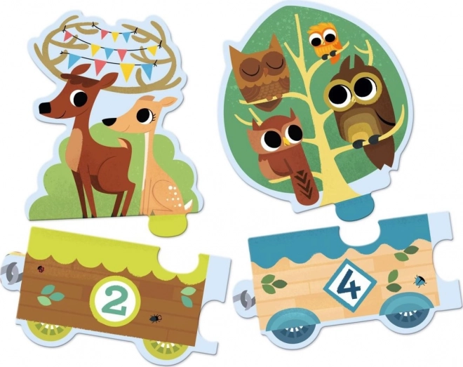 DJECO Puzzle Train avec animaux et chiffres 20 pièces