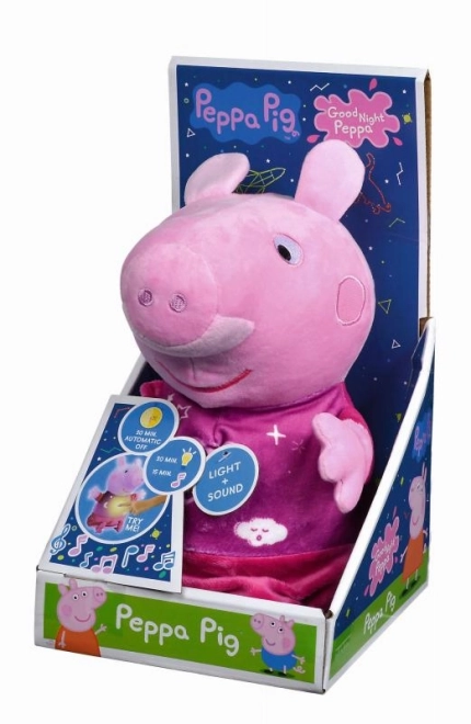 Peppa Pig 2 en 1 peluche doudou, musical + lumineux, rose, 25 cm