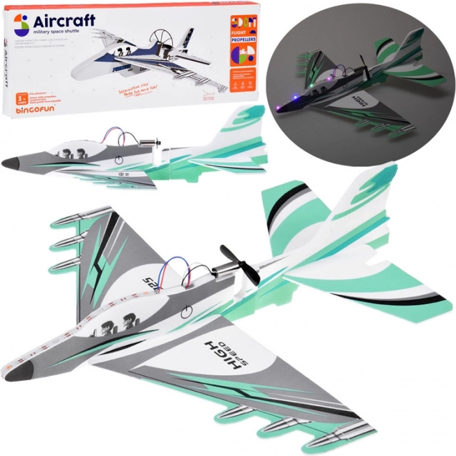 Avion en mousse pliable léger avec lumière LED et chargement USB