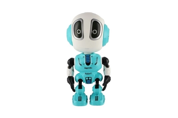 Robot ECHO répétant des phrases en métal 12cm bleu à piles avec son et lumière dans une boîte 10,5x15x5,5cm