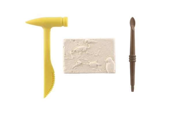 Petit archéologue fossile de dinosaure plastique 2 couleurs sous blister 12,5x19x5cm 12pcs en boîte