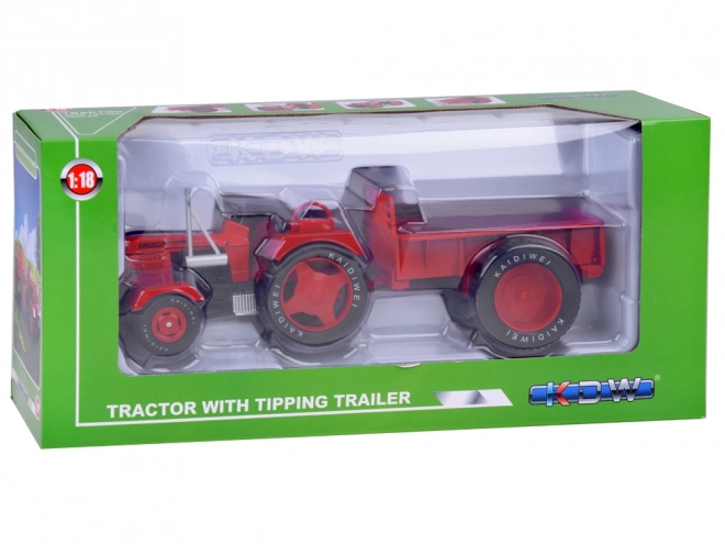 Tracteur métallique rouge avec roues en caoutchouc 1:18