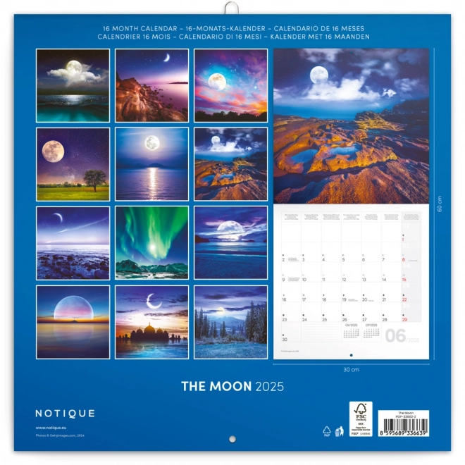 NOTIQUE Calendrier de Notes Mois 2025, 30 x 30 cm