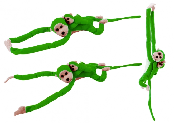Singe en peluche avec petit vert 70 cm
