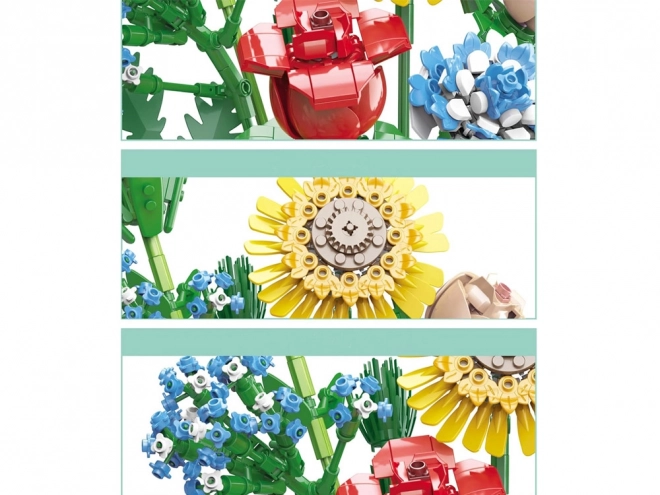 Kit de construction technique Fleurs des champs avec vase 618 pièces