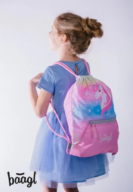 ENSEMBLE BAAGL 3 Airy Rainbow Unicorn : cartable, trousse, sac