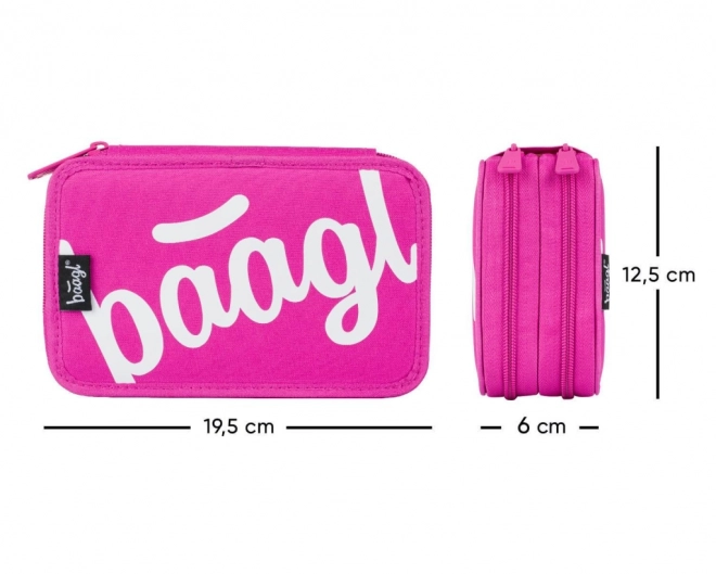Trousse scolaire à deux étages Logo rose BAAGL