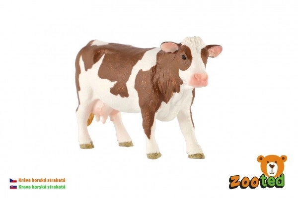 Modèle réaliste de vache en plastique de la race tachetée tchèque 12 cm