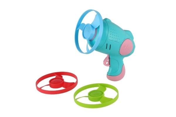 Hélice à lancer 3 pièces + démarreur pistolet plastique 4 couleurs sur carte 21,5x26x6cm