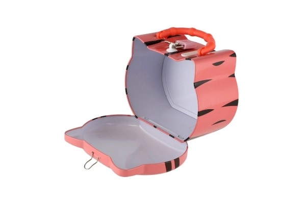 Tirelire chat/chaton en métal avec serrure 14x12cm 3 couleurs dans une boîte en plastique