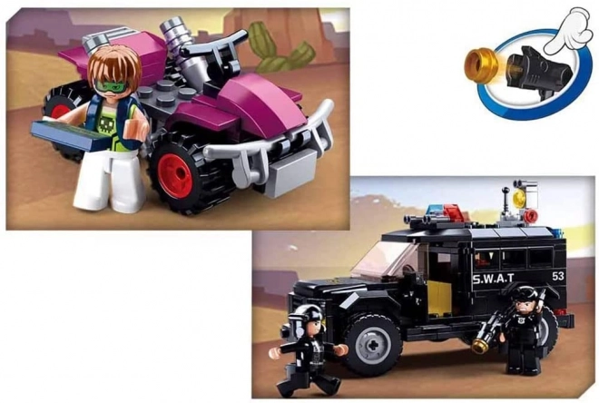 Sluban Policière M38-B0653 SWAT véhicule armé et voleur sur quad