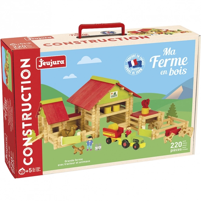 Kit de construction en bois Jeujura Grande ferme avec tracteur et animaux