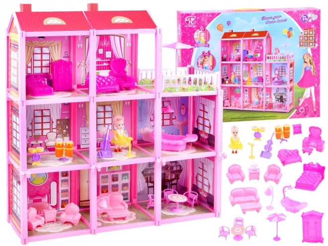 Grande maison + poupée et meubles Villa pour poupées ZA3075