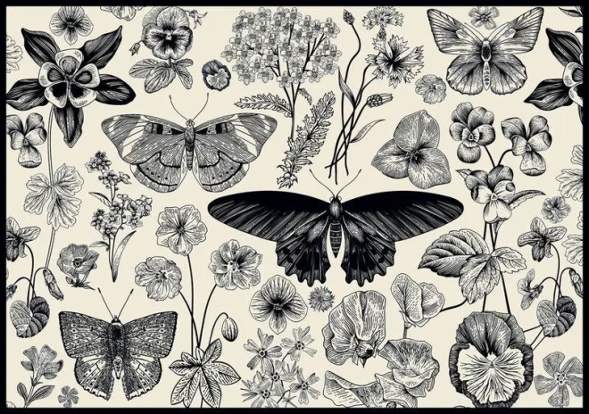 Puzzle INTERDRUK Papillons et Fleurs 500 pièces