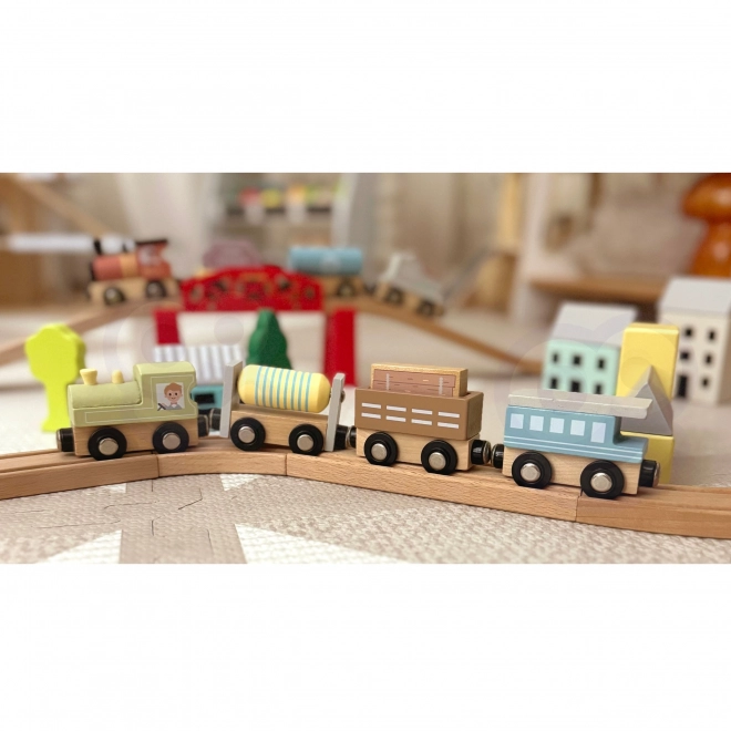 Tooky Toy wagons de train magnétiques en bois